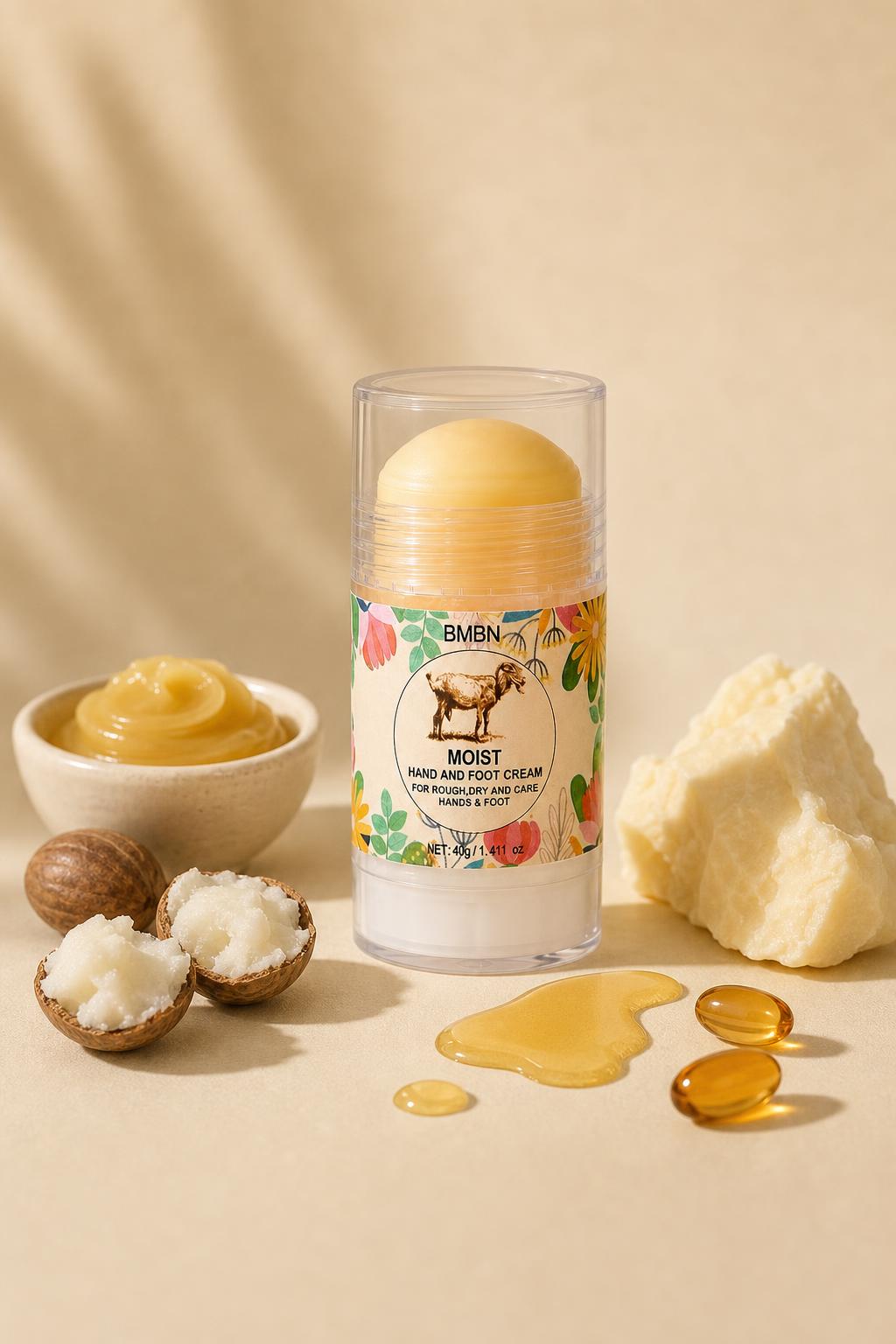 Bálsamo en barra rodeado de karité, lanolina y vitamina E
